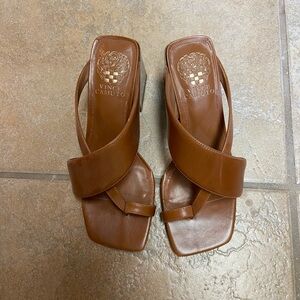 Vince Camuto Leather Block Heel Sandals Sasienda Canyon
